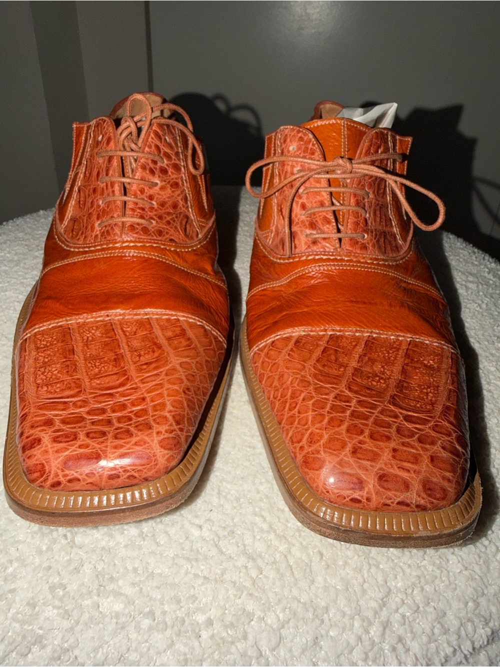 Corleoni Italy Exotic Leather Alligator Print Dress Shoes SZ 11